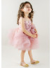 Mauve Leaf Embroidery Tulle Flower Girl Dress